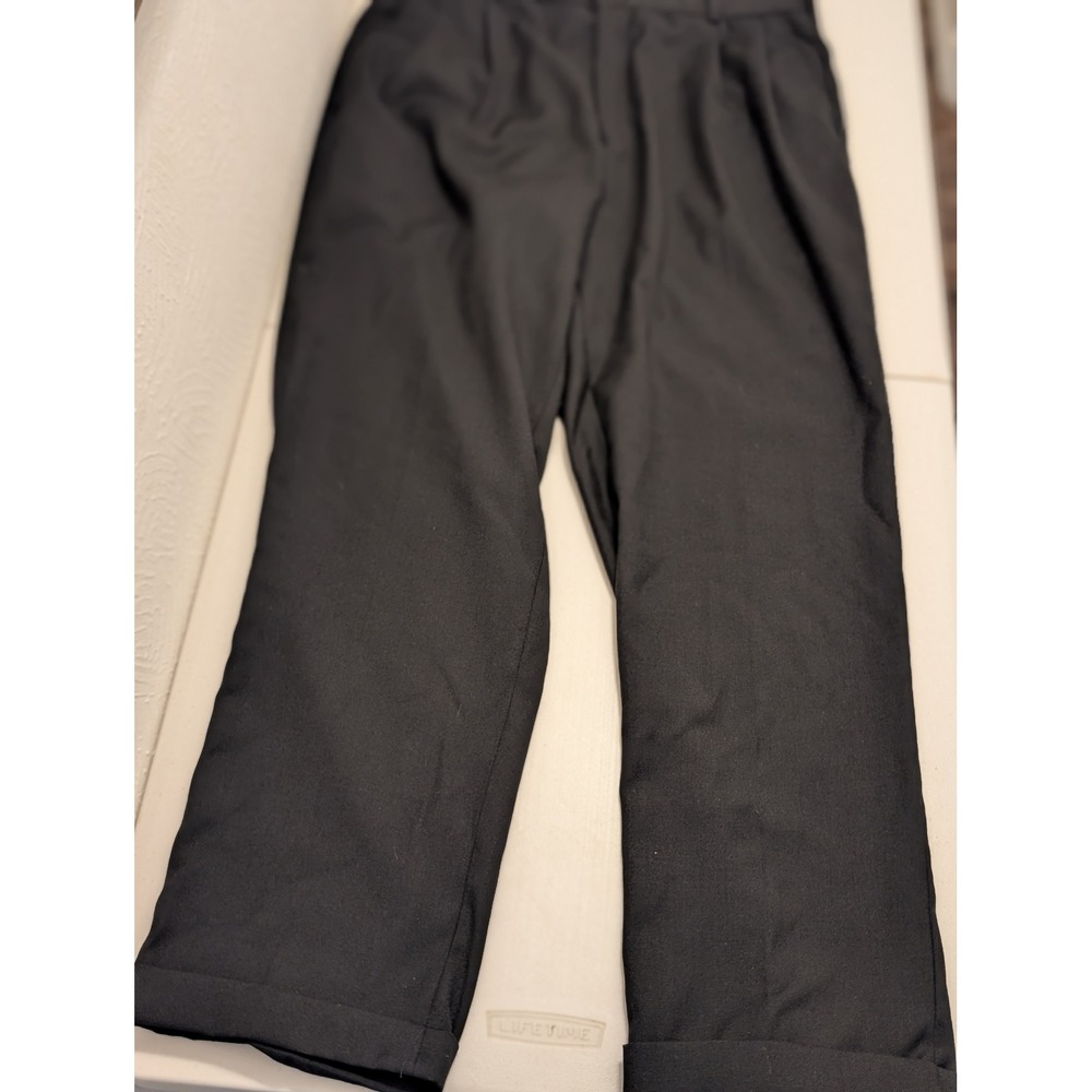 Dockers Mens 36x32 Black Pleated Wool Blend Cuffed Dress Pants Trousers